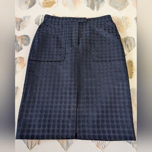 J. Crew Navy Polka Dot A-Line Skirt Big Front Pockets Slim Waist Zipper NWT Sz4